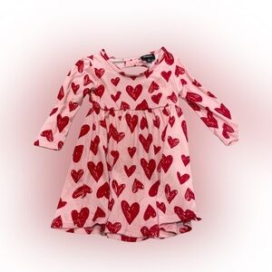 Pink Heart Patterned Girl Dress